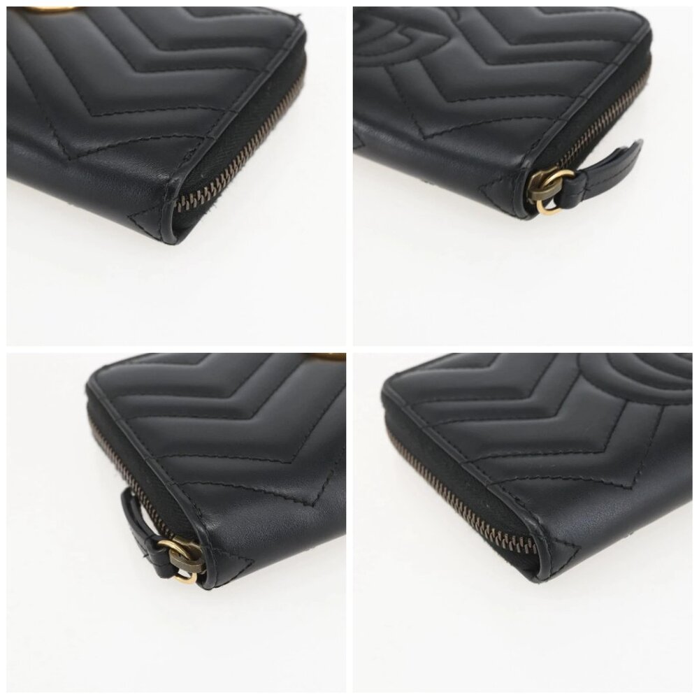 GUCCI GG Marmont Round Long Wallet Leather Black 443123 Auth am10264V - Picture 14 of 16